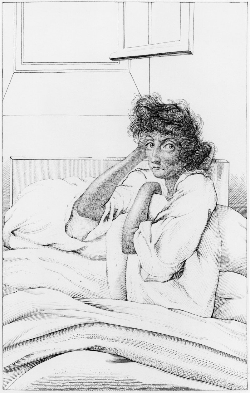 Deprimerad kvinna, illustration från 