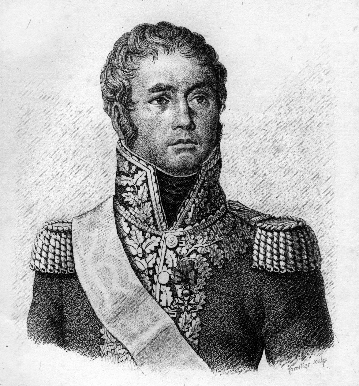General Lecourbe.Claude Joseph, greve Lecourbe Fransk general (1758 till 1815).i ""Porträtt av franska generaler efter fransmännens segrar och strider"". Graverad av Ambroise Tardieu 1818. Stella Collection. av Ambroise Tardieu