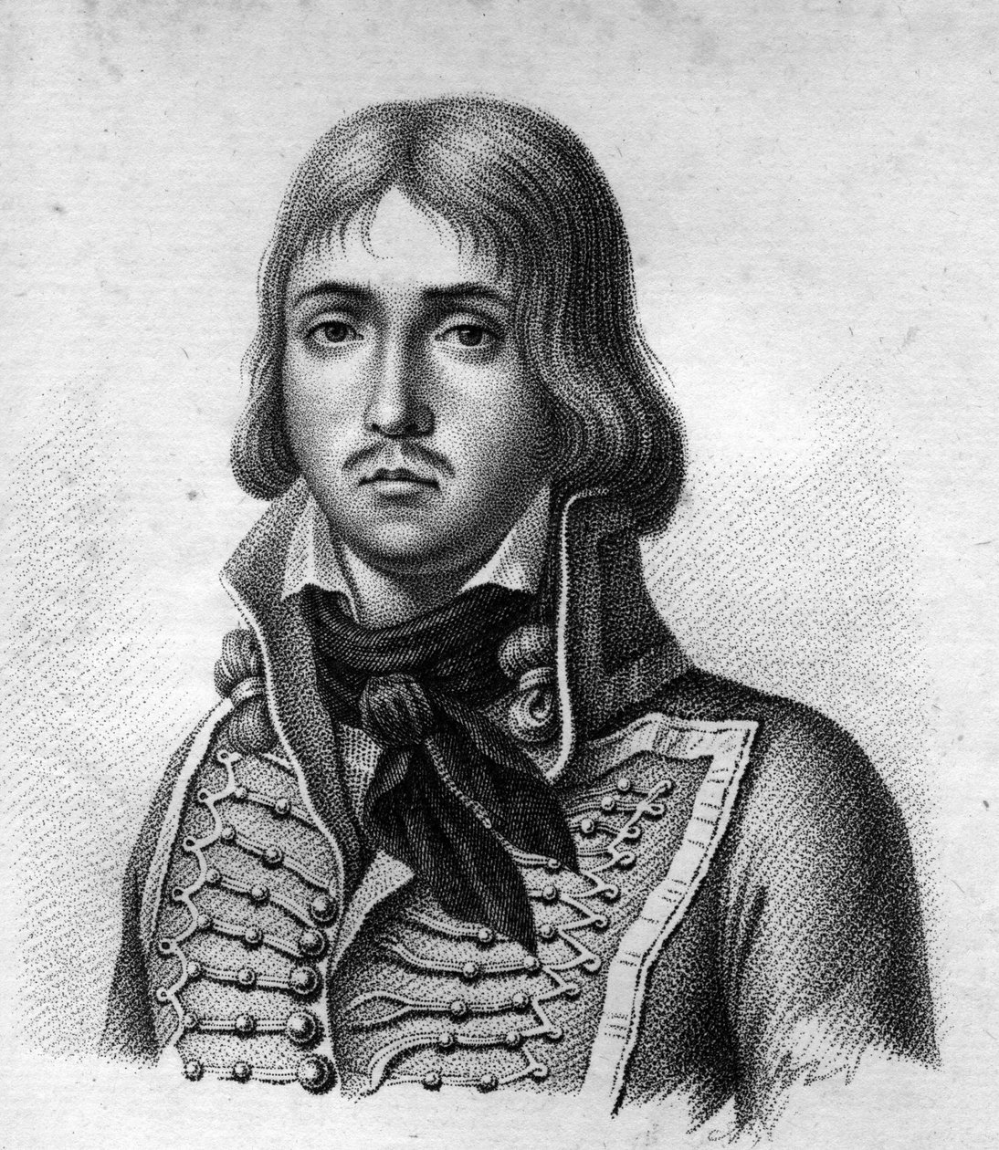 General Marceau.François Séverin Marceau Desgraviers General français (1769 till 1796).in” Porträtt av de franska generalerna efter fransmännens segrar och erövringar””. Graverad av Ambroise Tardieu 1818. Stella Collection. av Ambroise Tardieu