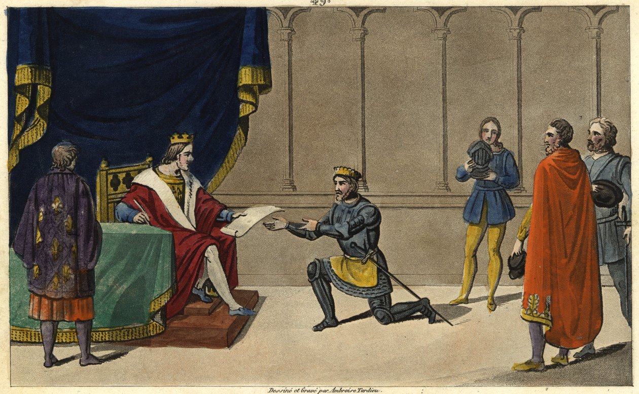 År 1327 omvandlade Karl IV the Bel (1294-1328) Bourbons seigneury till en duche pairie (duche pairie) till förmån för Robert de Clermonts ljumskeson och sonson till Saint-Louis, Louis I. av Ambroise Tardieu