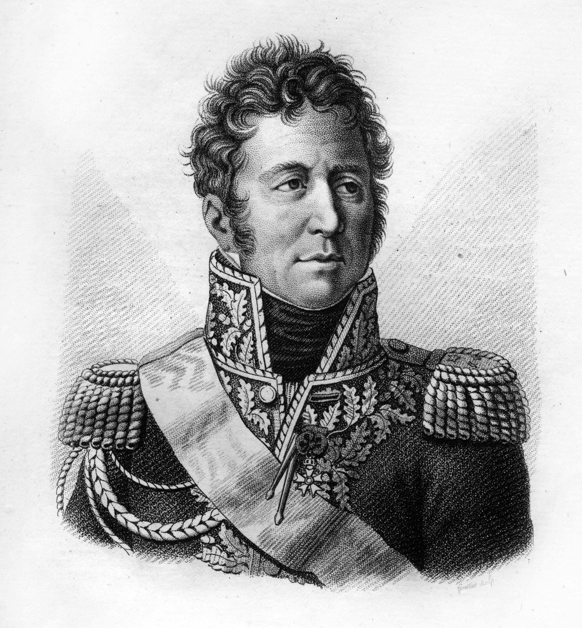 Jacques Alexandre Bernard Law, Marquis de Lauriston, marskalk av Frankrike (1768-1828) - i "Porträtt av franska generaler efter fransmännens segrar och erövringar"" Graverad av Ambroise Tardieu 1818. Stella Collection. av Ambroise Tardieu