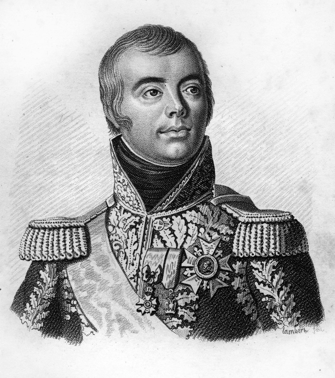 Jacques Alexandre Macdonald (1765-1840), marskalk av Frankrike. i” Porträtt av de franska generalerna efter fransmännens segrar och erövringar””. Graverad av Ambroise Tardieu 1818. Stella Collection. av Ambroise Tardieu