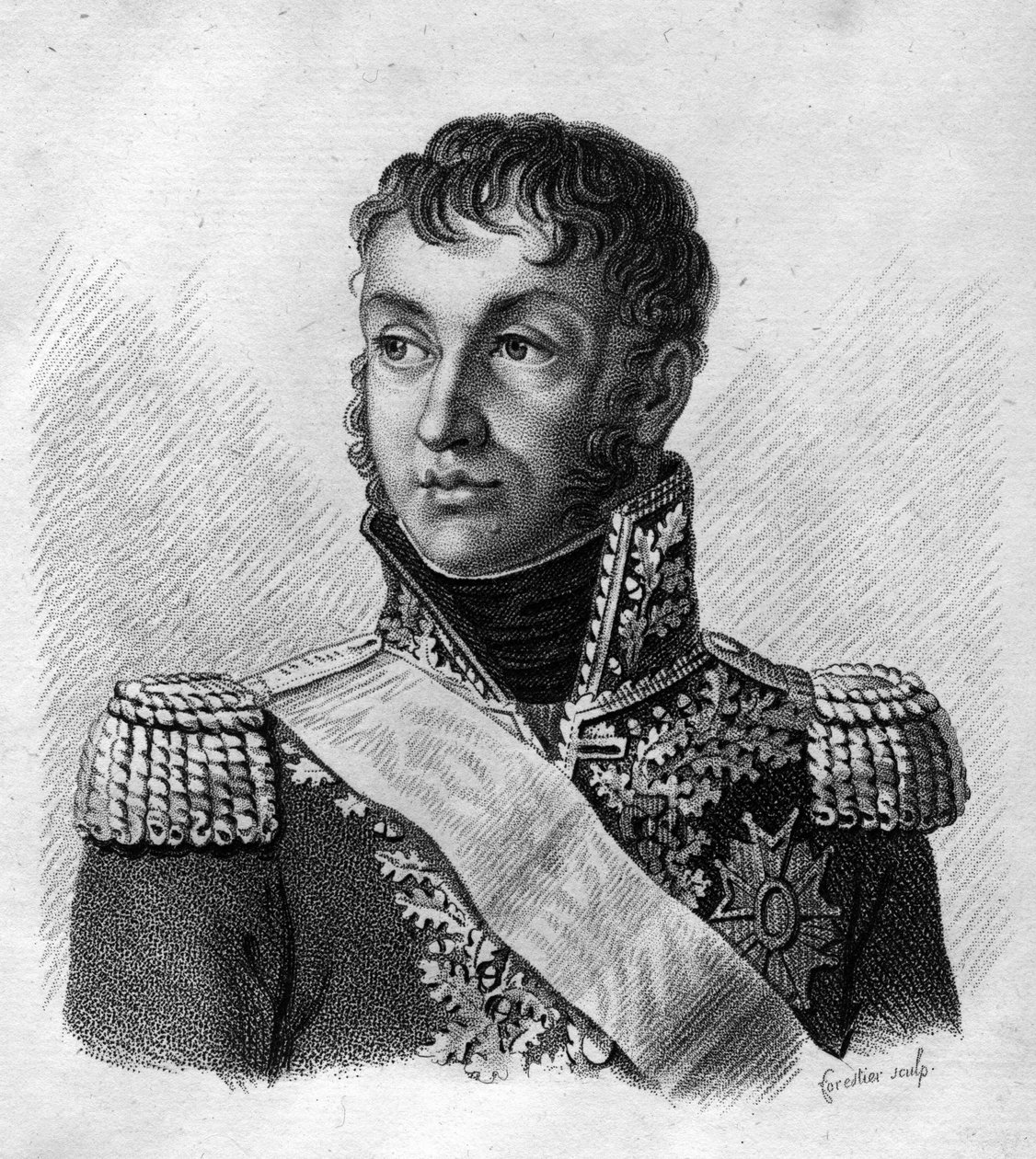 Jean Andoche Junot (Jean-Andoche) (1771-1813), hertig av Abrantes, fransk general.in” Porträtt av de franska generalerna efter fransmännens segrar och erövringar””. Graverad av Ambroise Tardieu 1818. Stella Collection. av Ambroise Tardieu