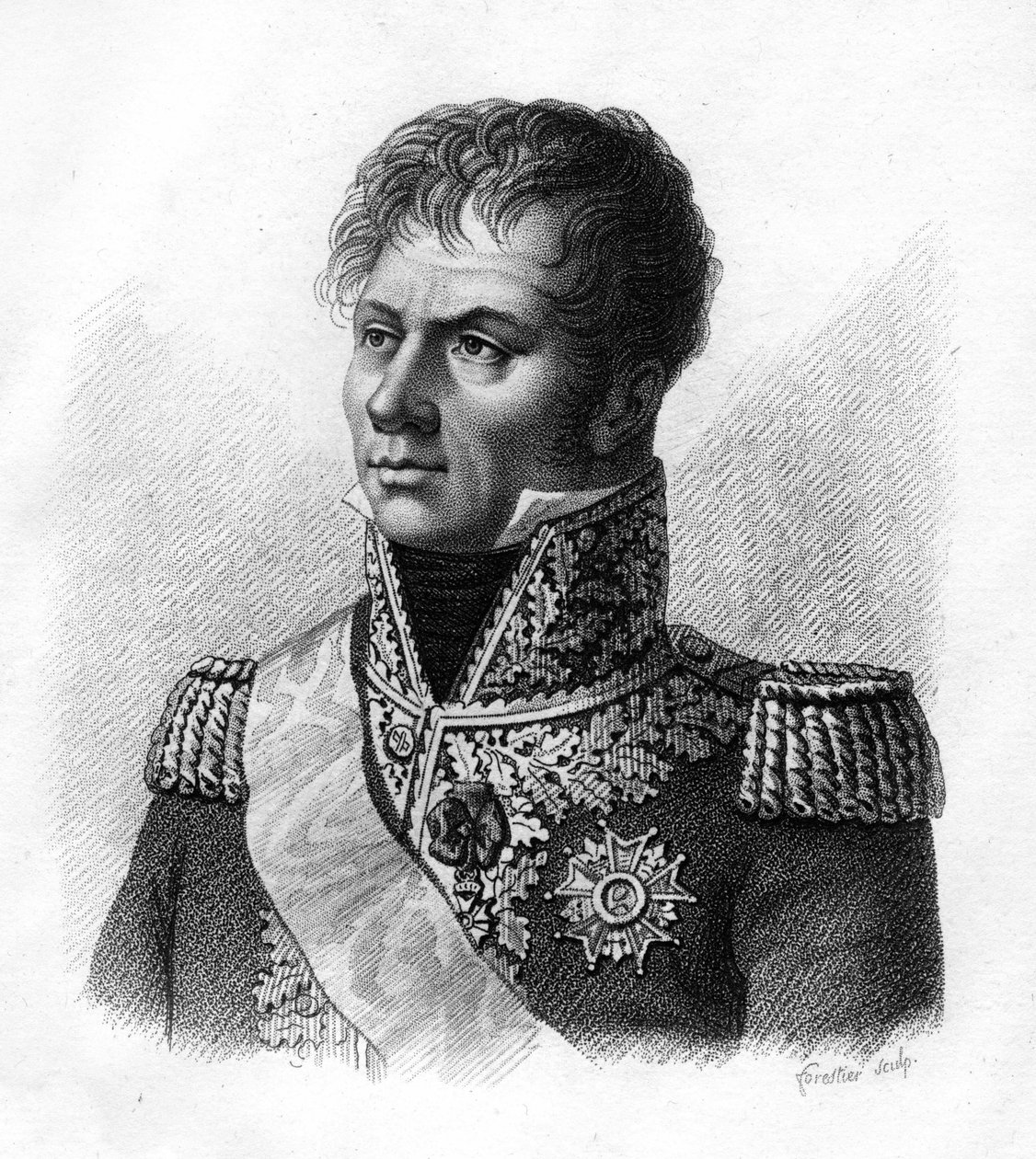 Le Maréchal Laurent, Marquis de Gouvion - Saint - Cyr (1764-1830) - i” Porträtt av de franska generalerna efter fransmännens segrar och erövringar””. Graverad av Ambroise Tardieu 1818. Stella Collection. av Ambroise Tardieu