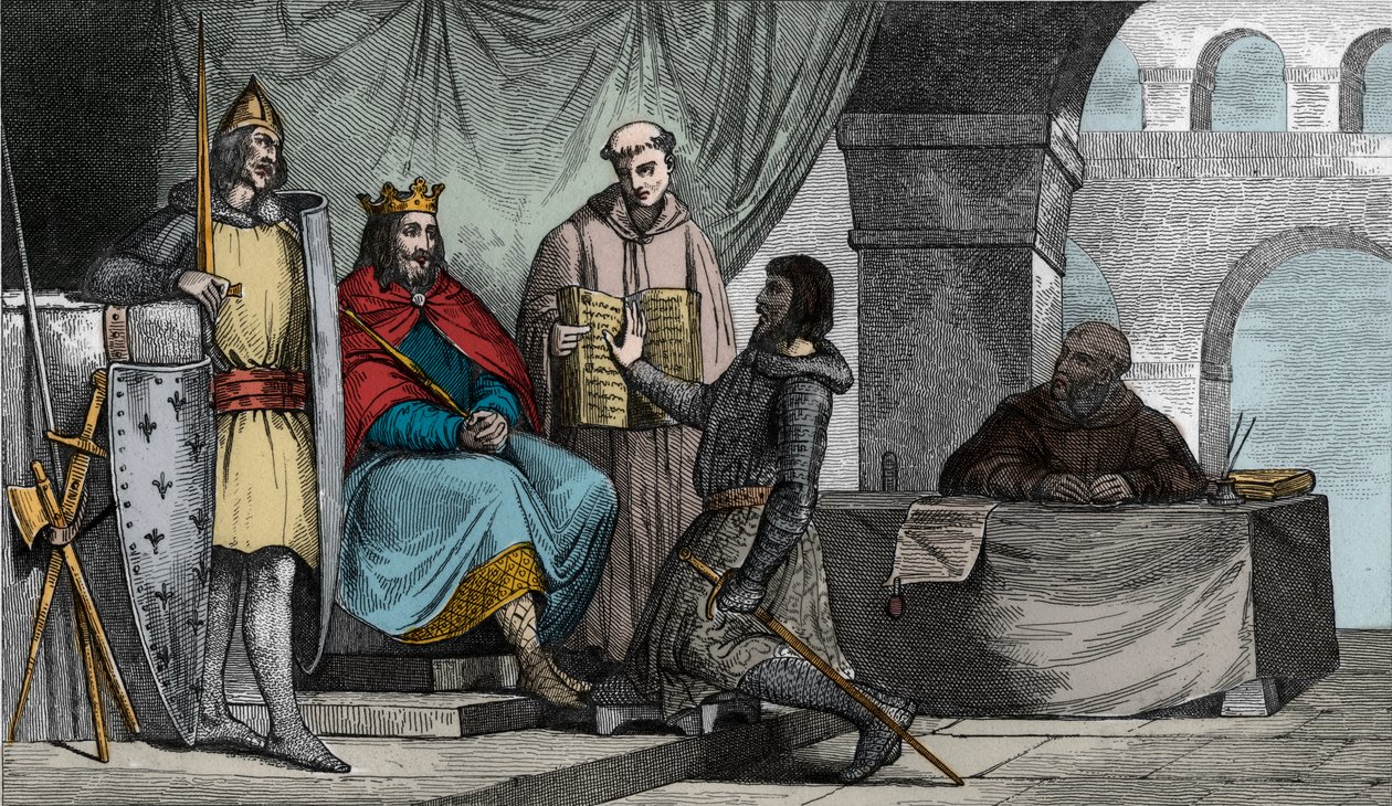 Ludvig II (848-79) stammaren får en ed om trohet från en adlig - av Ambroise Tardieu