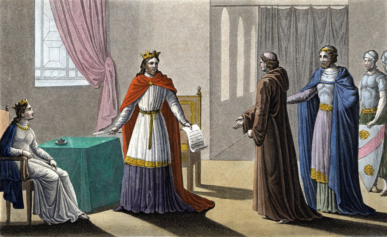 Ludvig VII inledde det andra korståget på inrådan av Saint Bernard de Clairvaux (San Bernardo di Chiaravalle) och trots motstånd från Abbé Suger, till vilken han lämnade förvaltningen av kungariket under sin frånvaro och drottning Alienor av Aquitaine. av Ambroise Tardieu