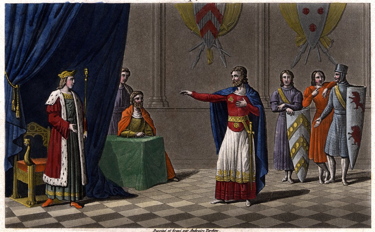 Louis V le Faineant (ca 967-987), utropad till kung av Frankrike genom beskydd av Hugues Capet, framtida kung av Frankrike, 986 Rita och grava av Ambroise Tardieu 1825. av Ambroise Tardieu