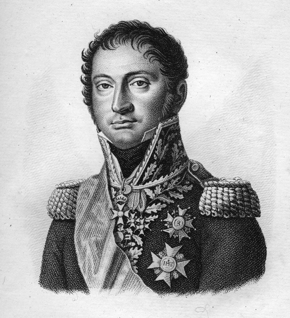 Marskalk Reille. Honoré Charles, greve Reille Maréchal av Frankrike (1775 till 1860).i” Porträtt av de franska generalerna efter fransmännens segrar och erövringar””. Graverad av Ambroise Tardieu 1818. Stella Collection. av Ambroise Tardieu