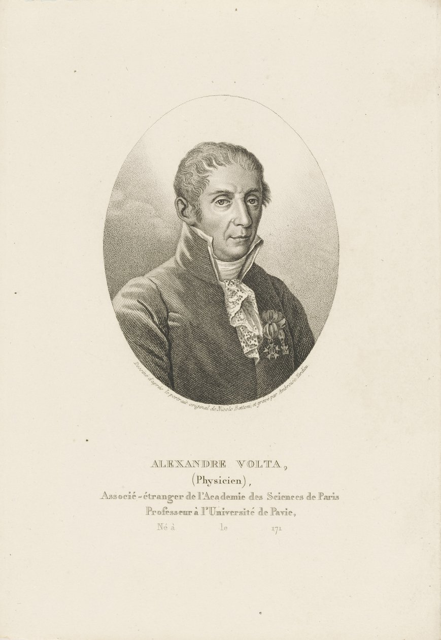 Porträtt av Alessandro Volta 1745-1827, ca 1820. av Ambroise Tardieu