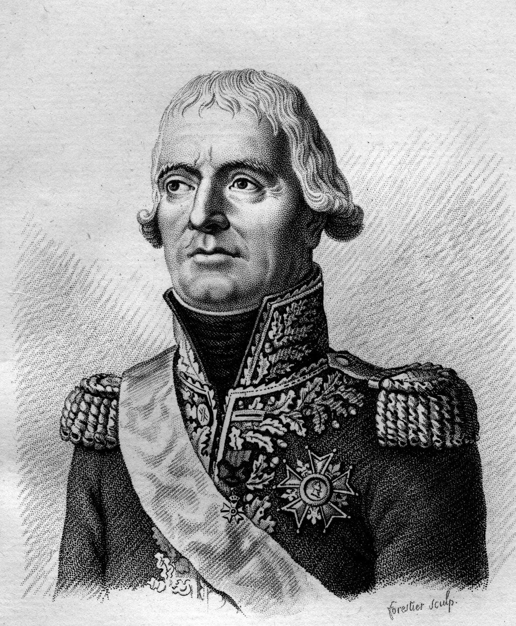 porträtt av Jean Mathieu Philibert, greve Serurier (1742-1819), - i "Porträtt av franska generaler efter fransmännens segrar och erövringar"". Grav av Ambroise Tardieu 1818. Stellasamling. av Ambroise Tardieu