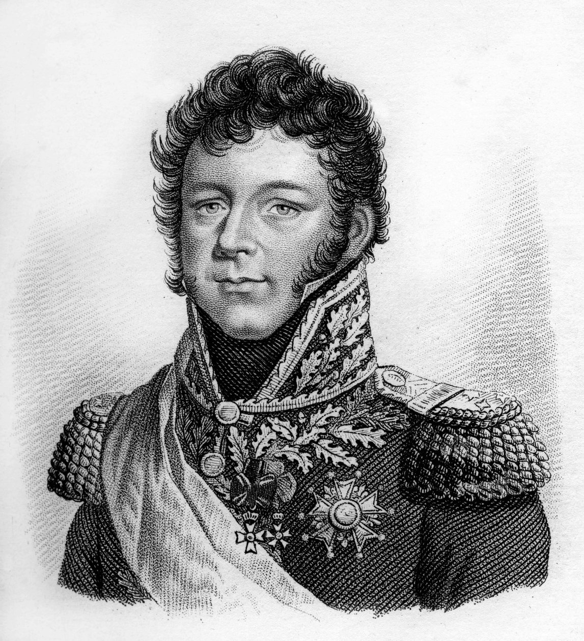 porträtt av generalen Nicolas Joseph Maison 1771-1840.- i ”” Porträtt av de franska generalerna efter fransmännens segrar och erövringar””. Graverad av Ambroise Tardieu 1818. Stella Collection. av Ambroise Tardieu