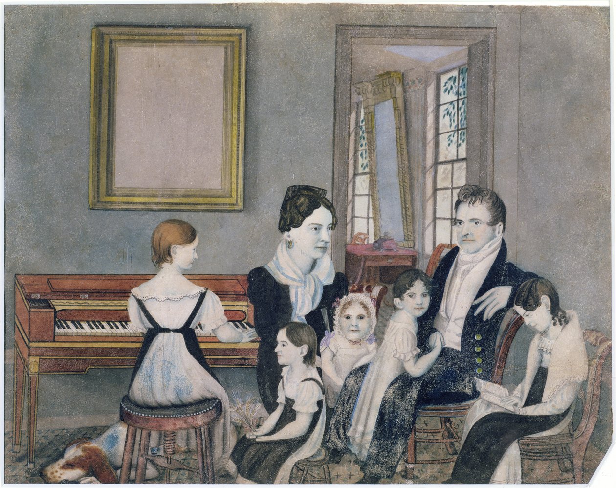 Familjen Schuyler, 1824 (wc på papper) av Ambrose Andrews
