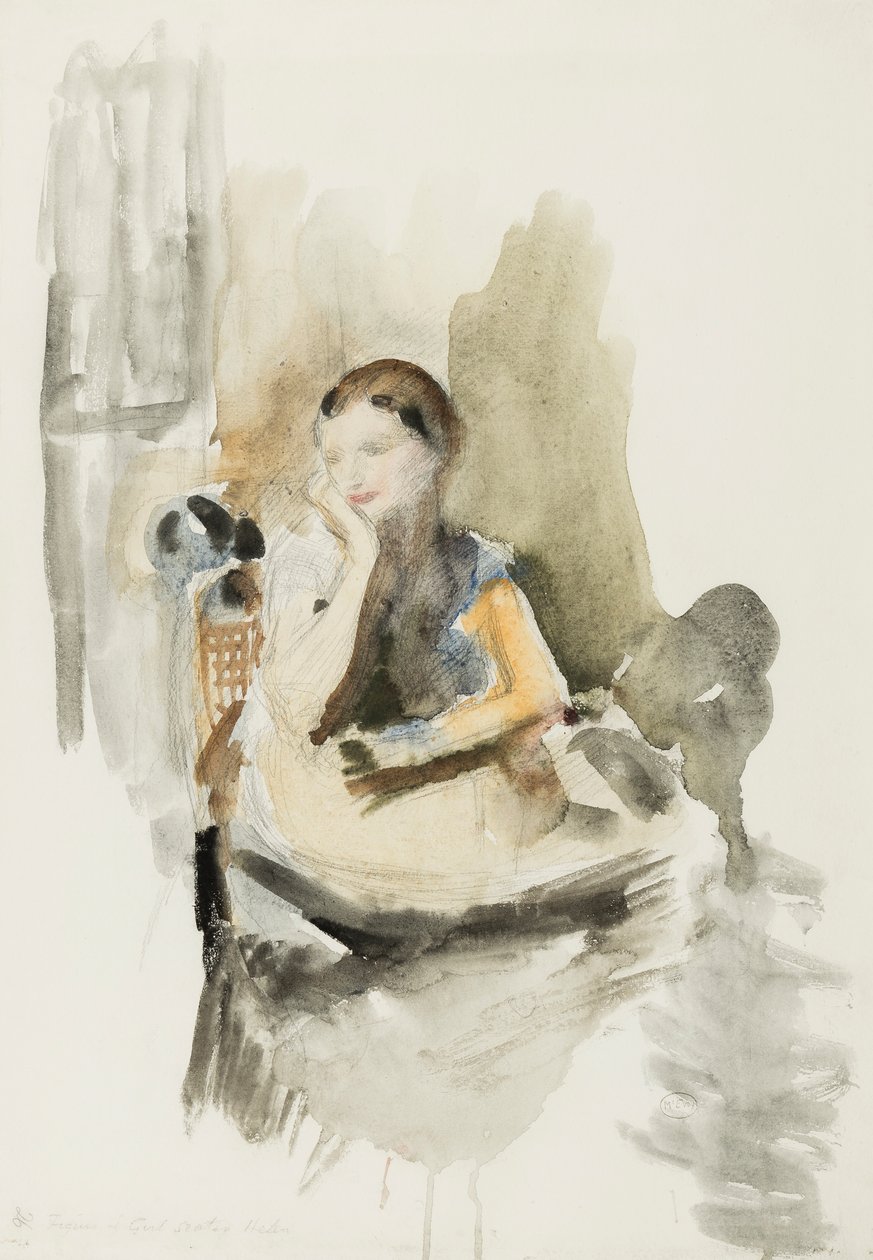 Helen, 1917 (penna, pensel & wc på papper) av Ambrose McEvoy