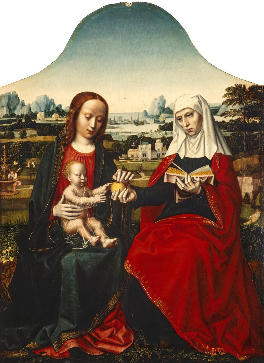 Holländska: Jungfru Maria med barnet och Sankta Anna av Ambrosius Benson