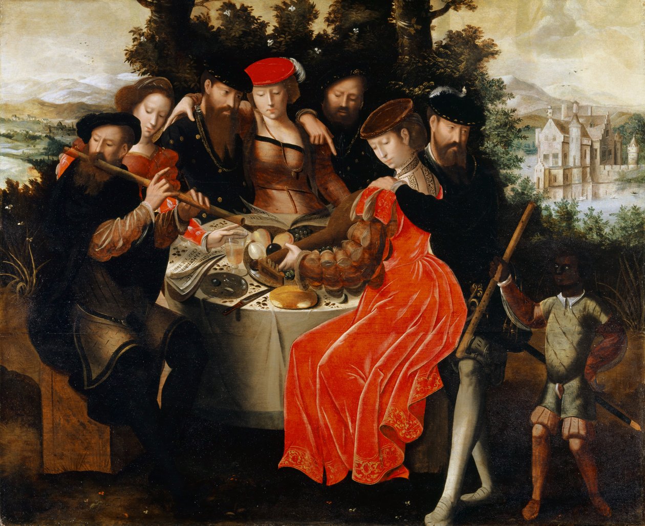 Music Making Company Outdoors, c.1540-50 av Ambrosius Benson