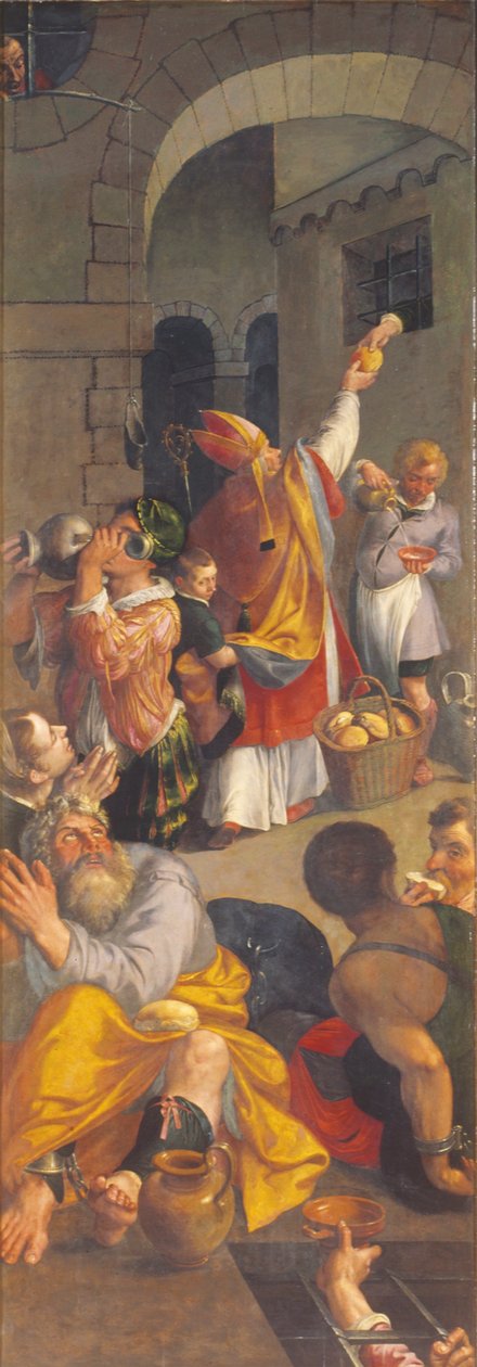 Saint Eligius besöker fångarna (olja på panel) av Ambrosius the Elder Francken or Franck