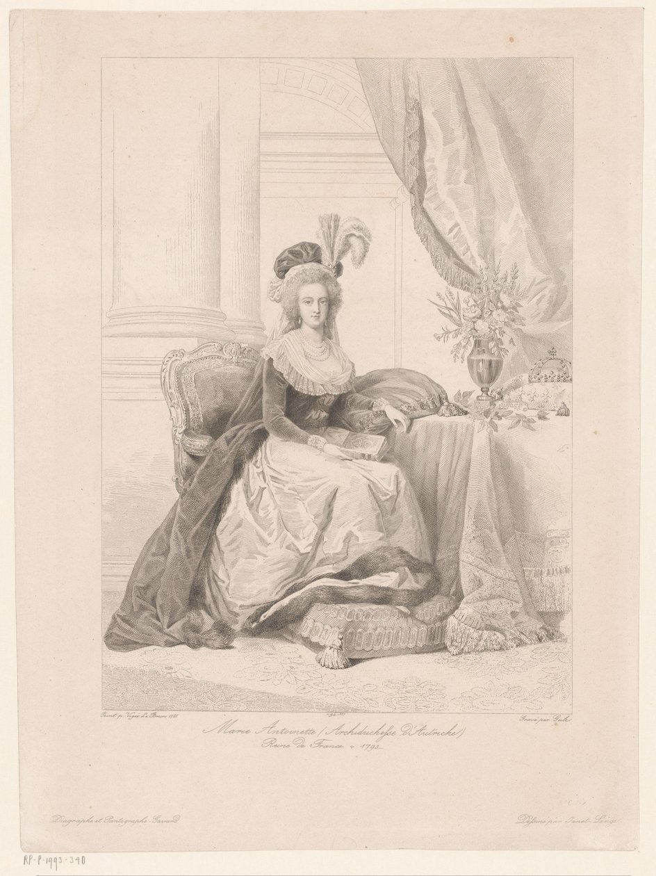 Porträtt av Marie Antoinette, Frankrikes drottning av Amédée Félix Barthélemy Geille