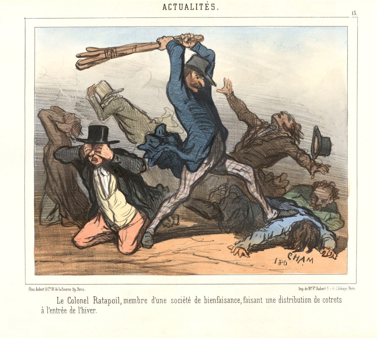 Överste Ratapoil, medlem i ett välgörenhetssällskap, delar ut bestick i början av vintern. av Amédée de Noé