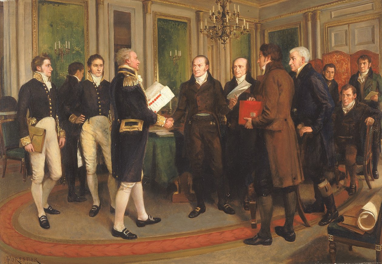 Undertecknandet av Gentfördraget, julafton, 1814, 1914 av Amedee Forestier
