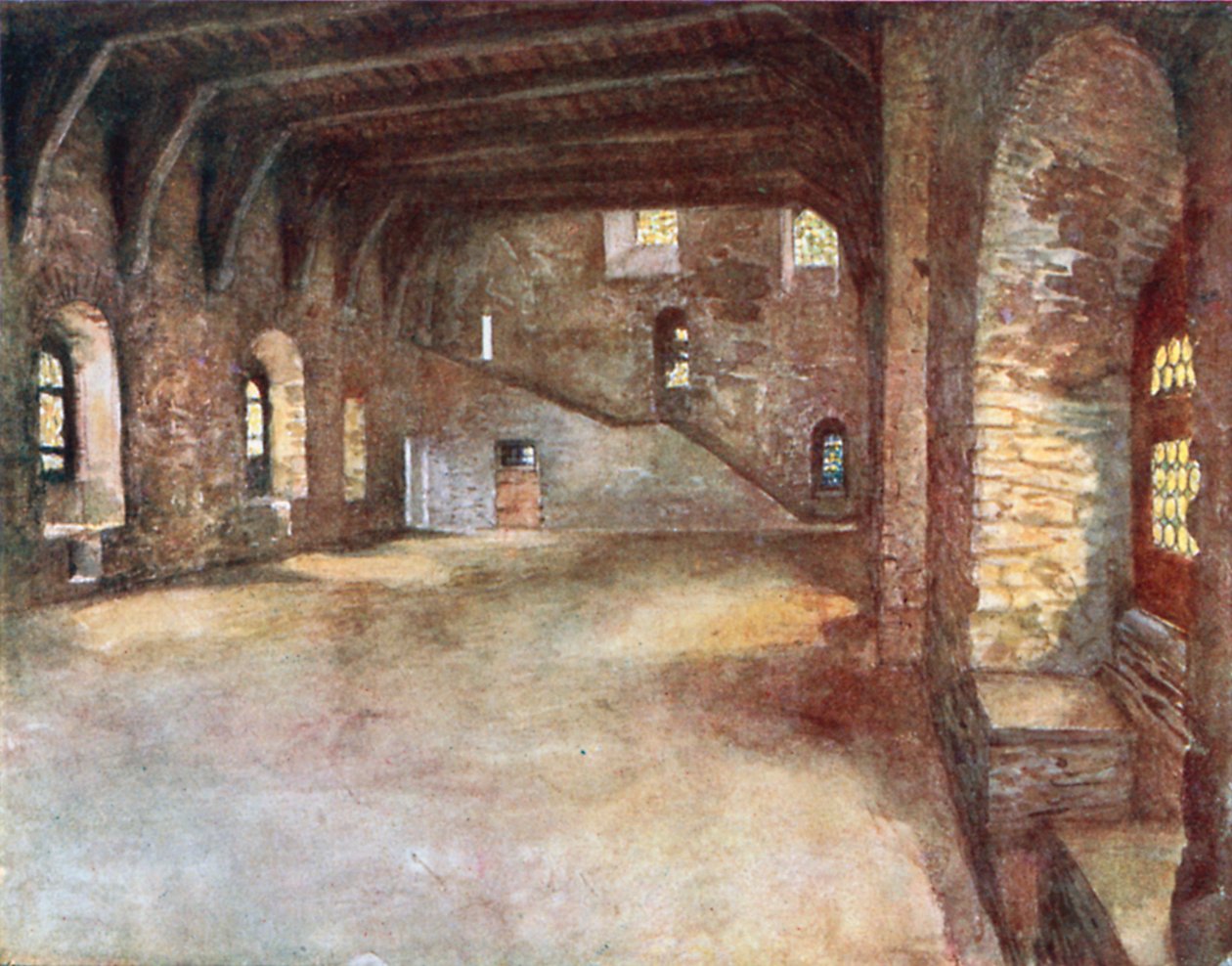 Bankettsalen, Chateau des Comtes, Gent (färglitografi) av Amedee (after) Forestier