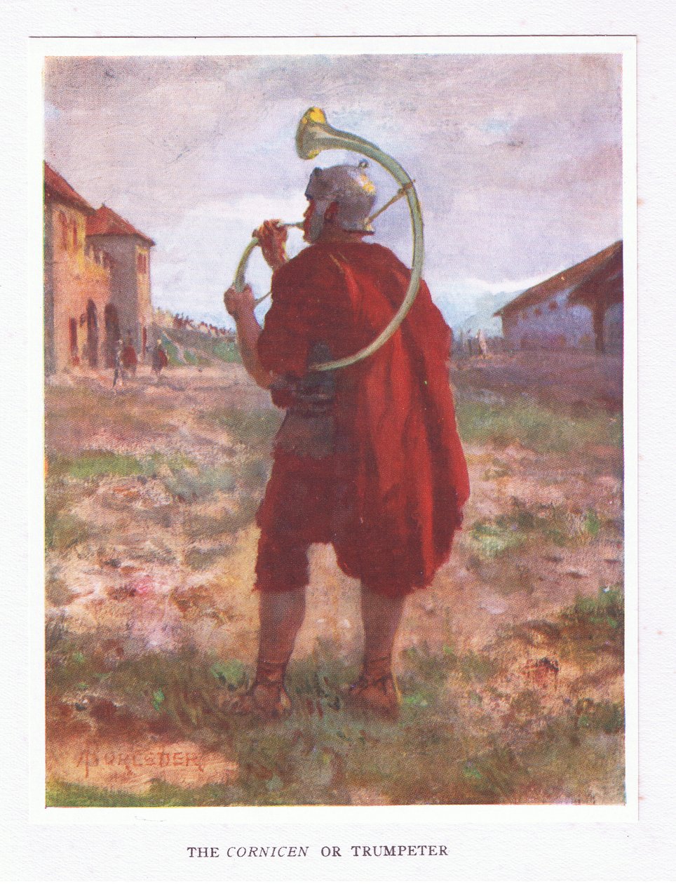 En gesims eller trumpetare, illustration från The Roman Soldier, 1928 av Amedee Forestier