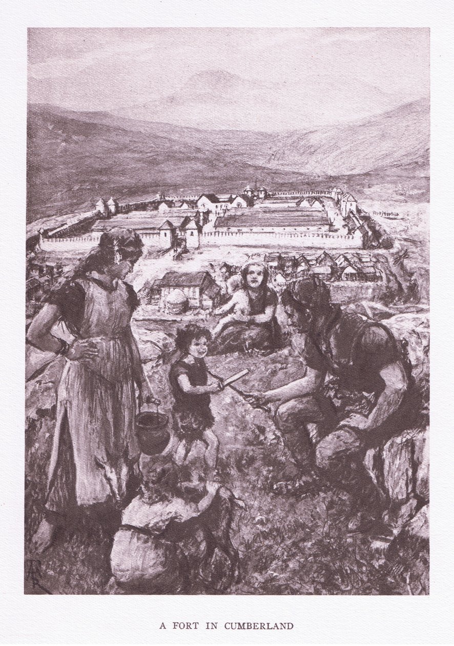 Ett fort i Cumberland, illustration från The Roman Soldier, 1928 av Amedee Forestier