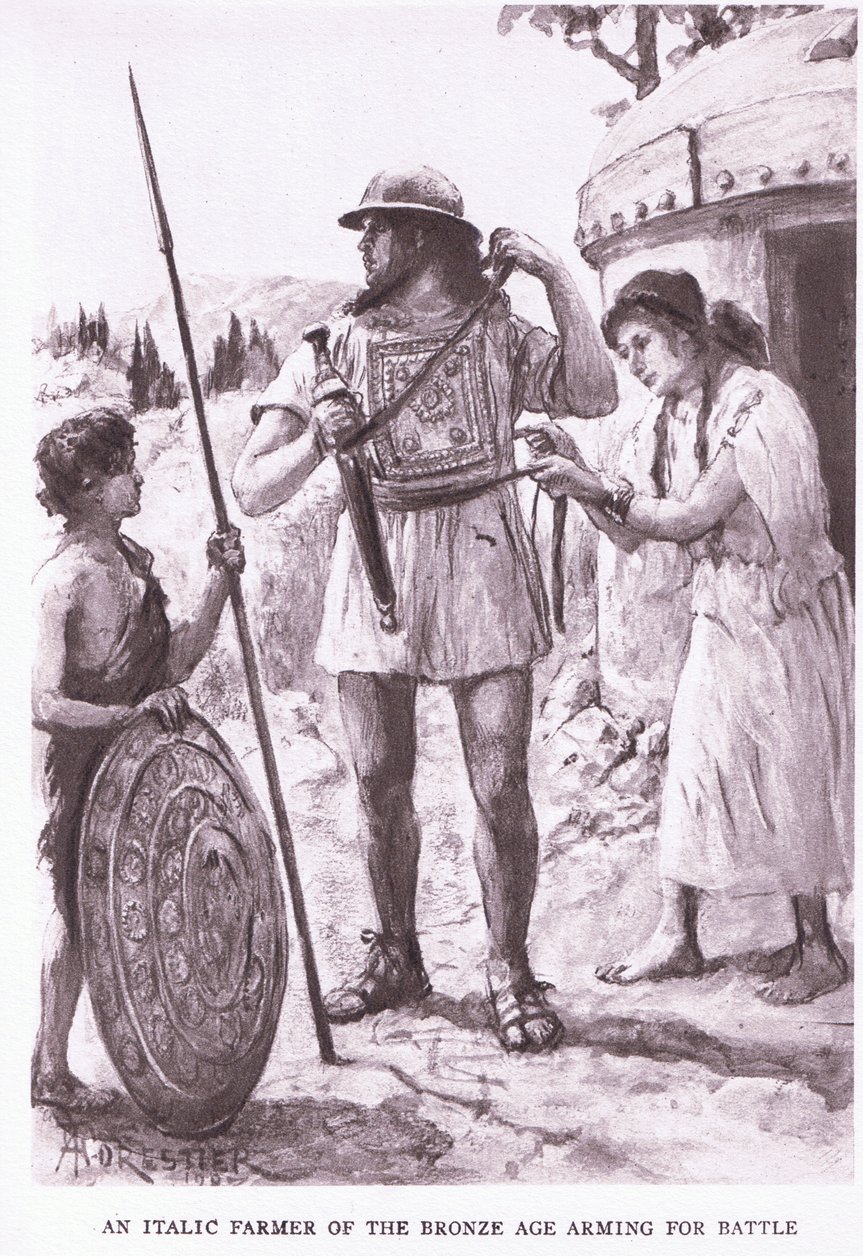 En kursiv bonde från bronsåldern, illustration från 