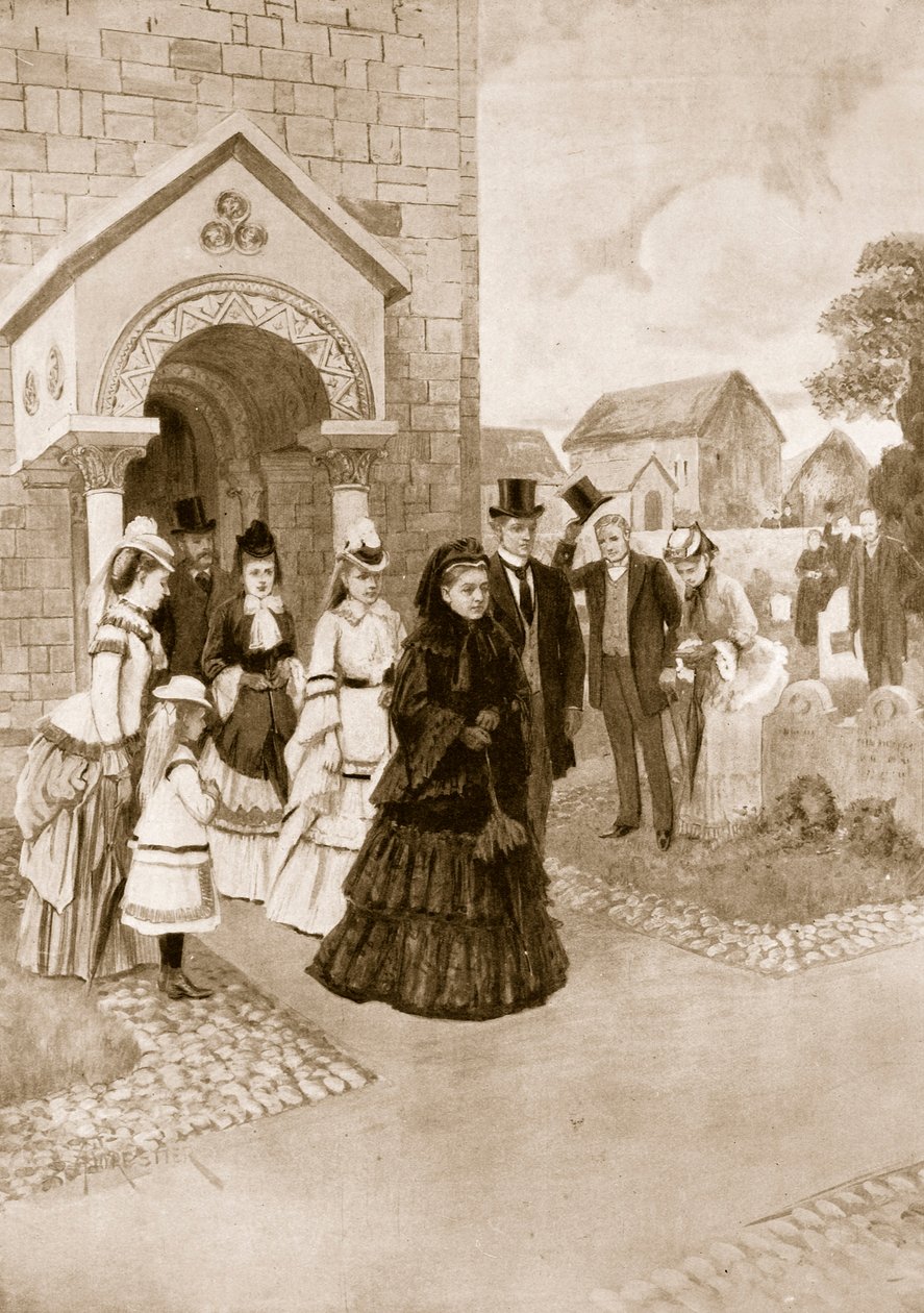 Drottning Victorias liv i Osborne: Hennes Majestät i Whippingham Church, från "The Illustrated London News", 1901 av Amedee Forestier