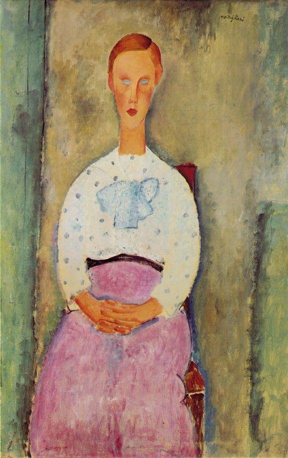  Jeune fille au corsage a pois  av Amedeo Modigliani