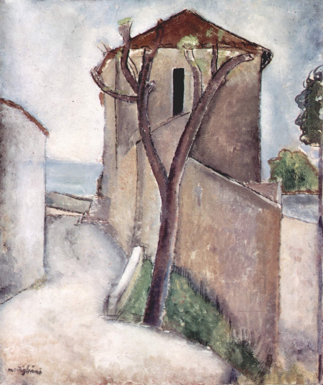 Baum und Haus av Amedeo Modigliani