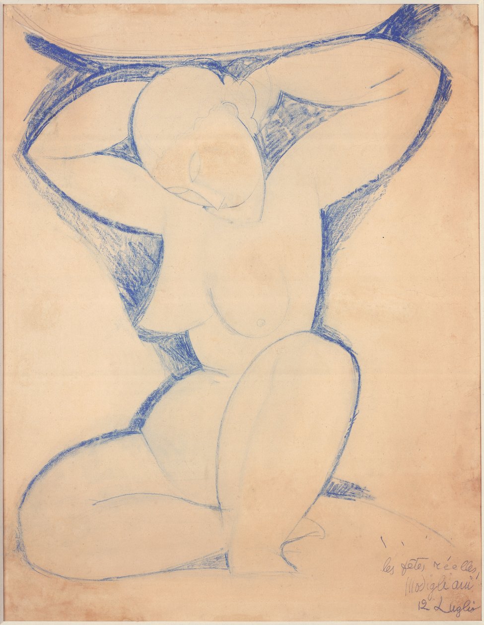 Caryatid, 1913-14 (färgpenna på papper) av Amedeo Modigliani