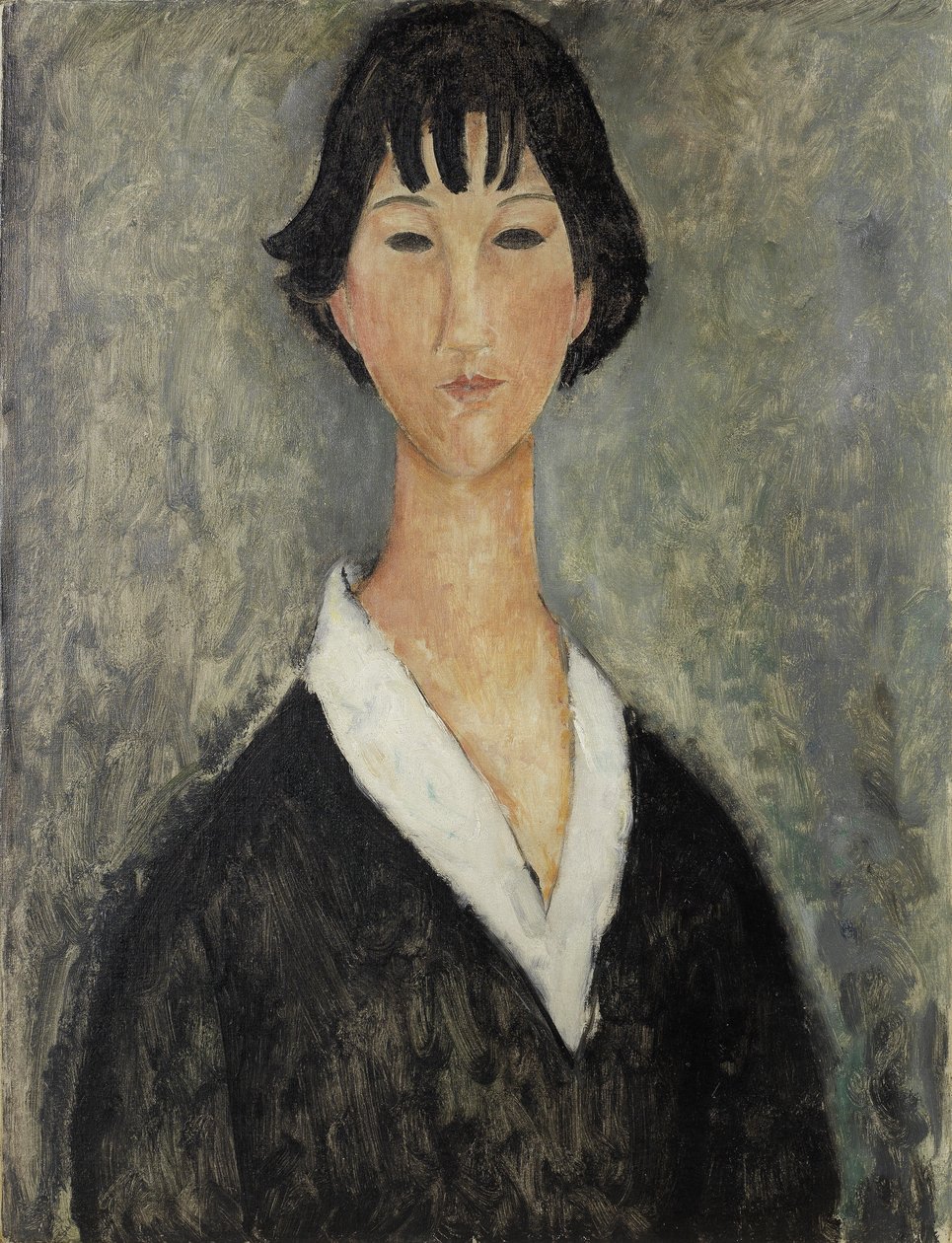 Jeune fille aux cheveux noirs av Amedeo Modigliani