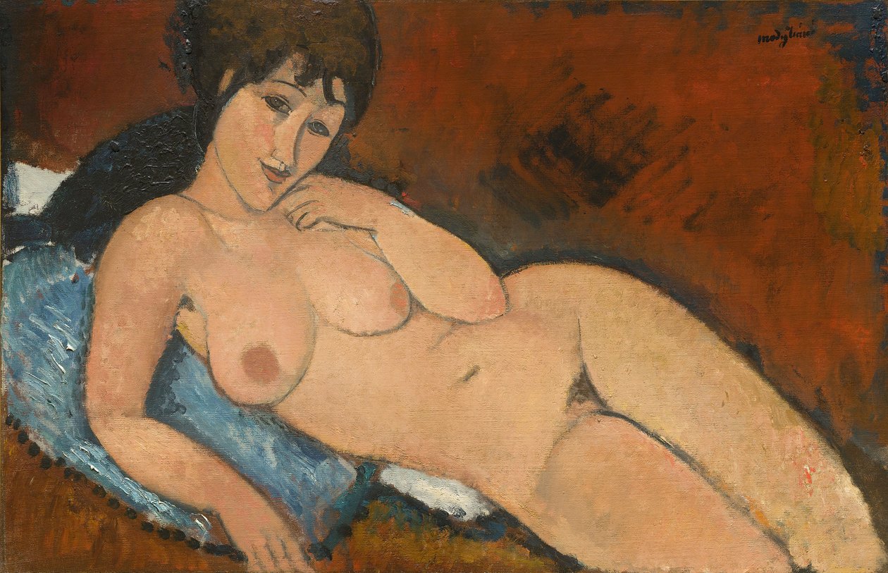 Naken på en blå kudde av Amedeo Modigliani