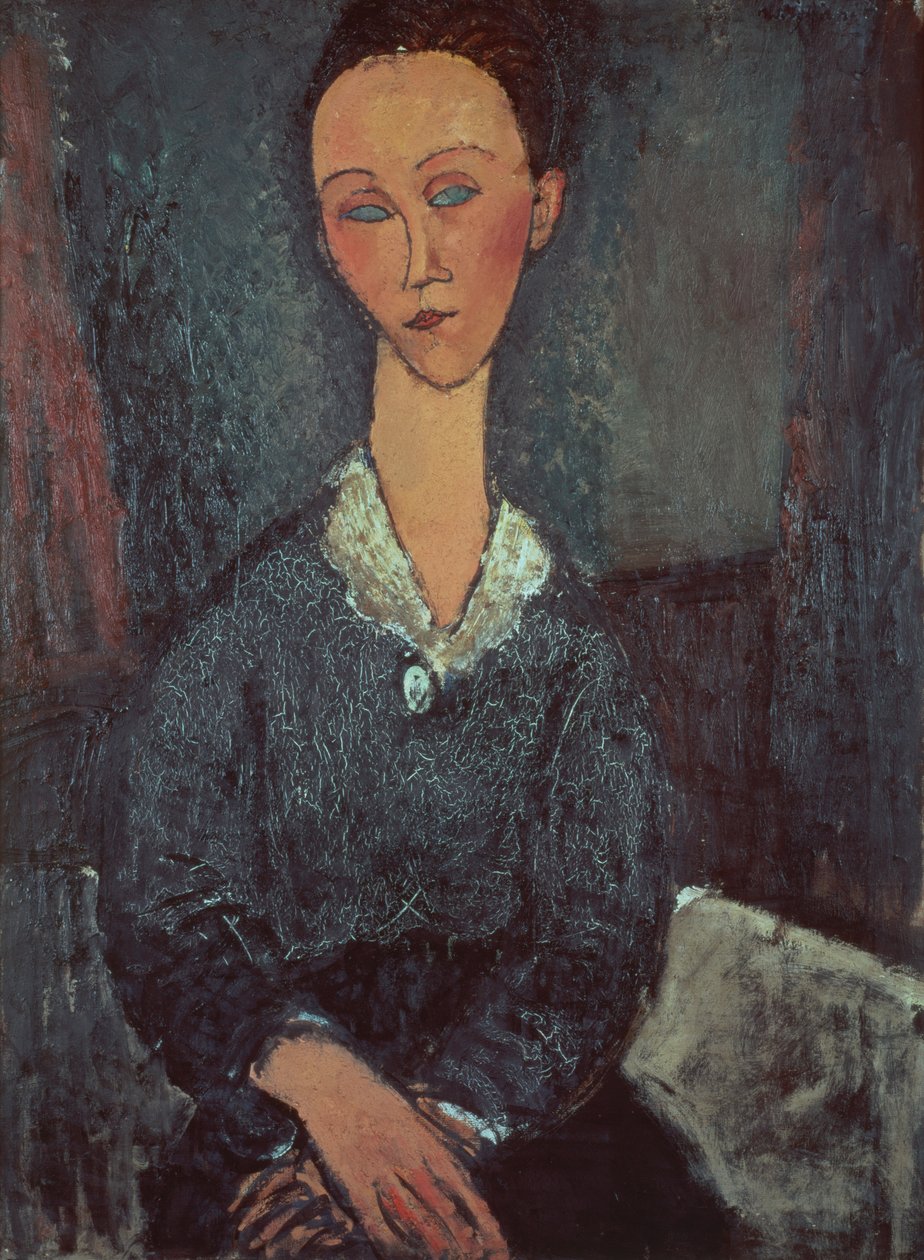 Porträtt av en kvinna med vit krage av Amedeo Modigliani