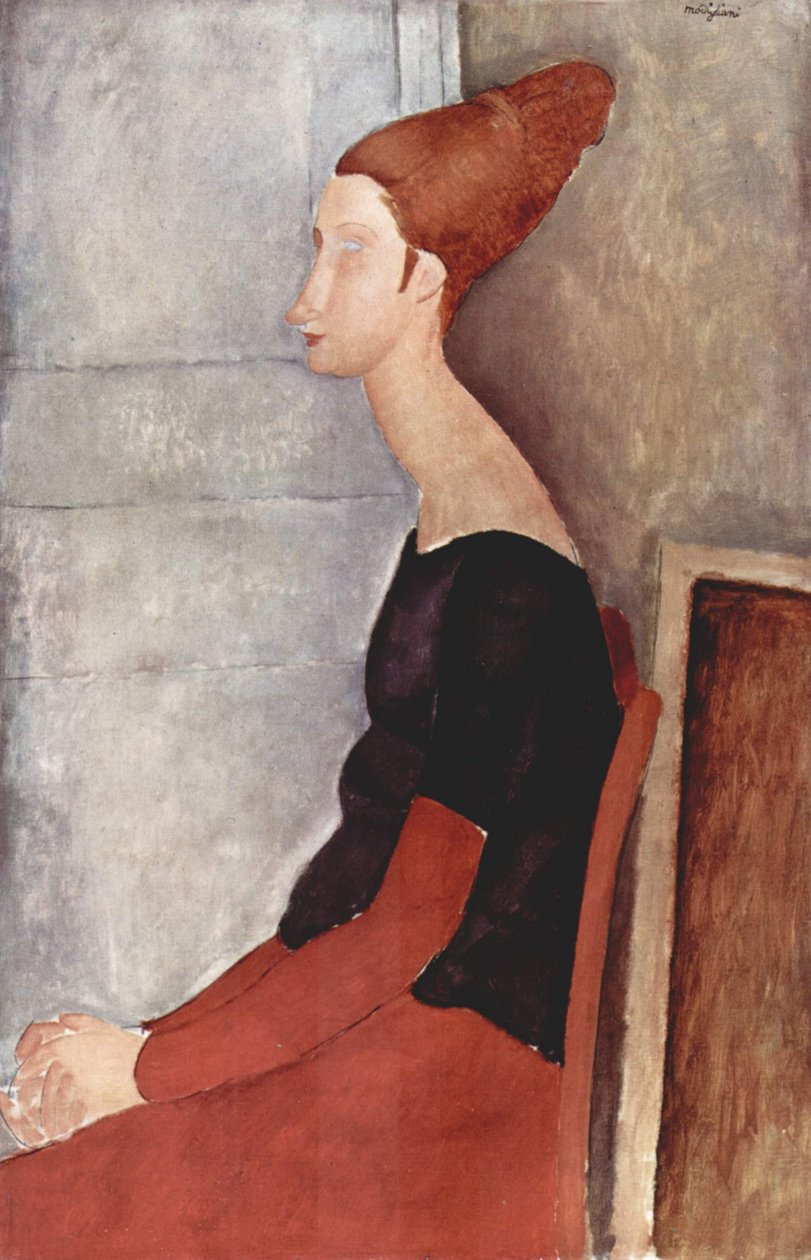 Porträt der Jeanne Hébuterne in dunkler Kleidung av Amedeo Modigliani
