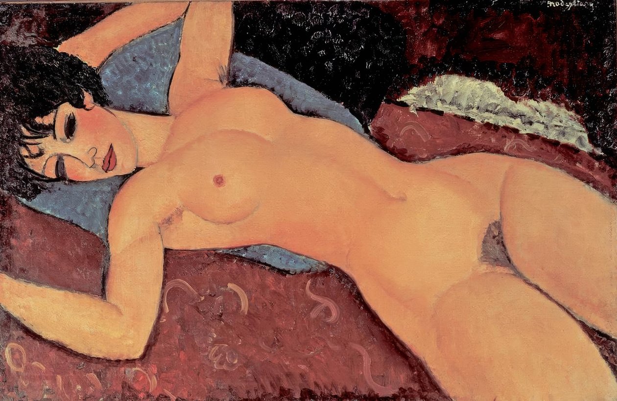 Röd kvinnlig naken av Amedeo Modigliani