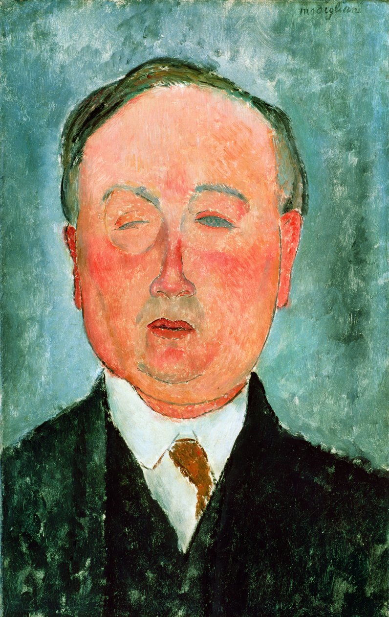 Mannen med monoklen, sägs vara Bidou, ca 1918-19 av Amedeo Modigliani