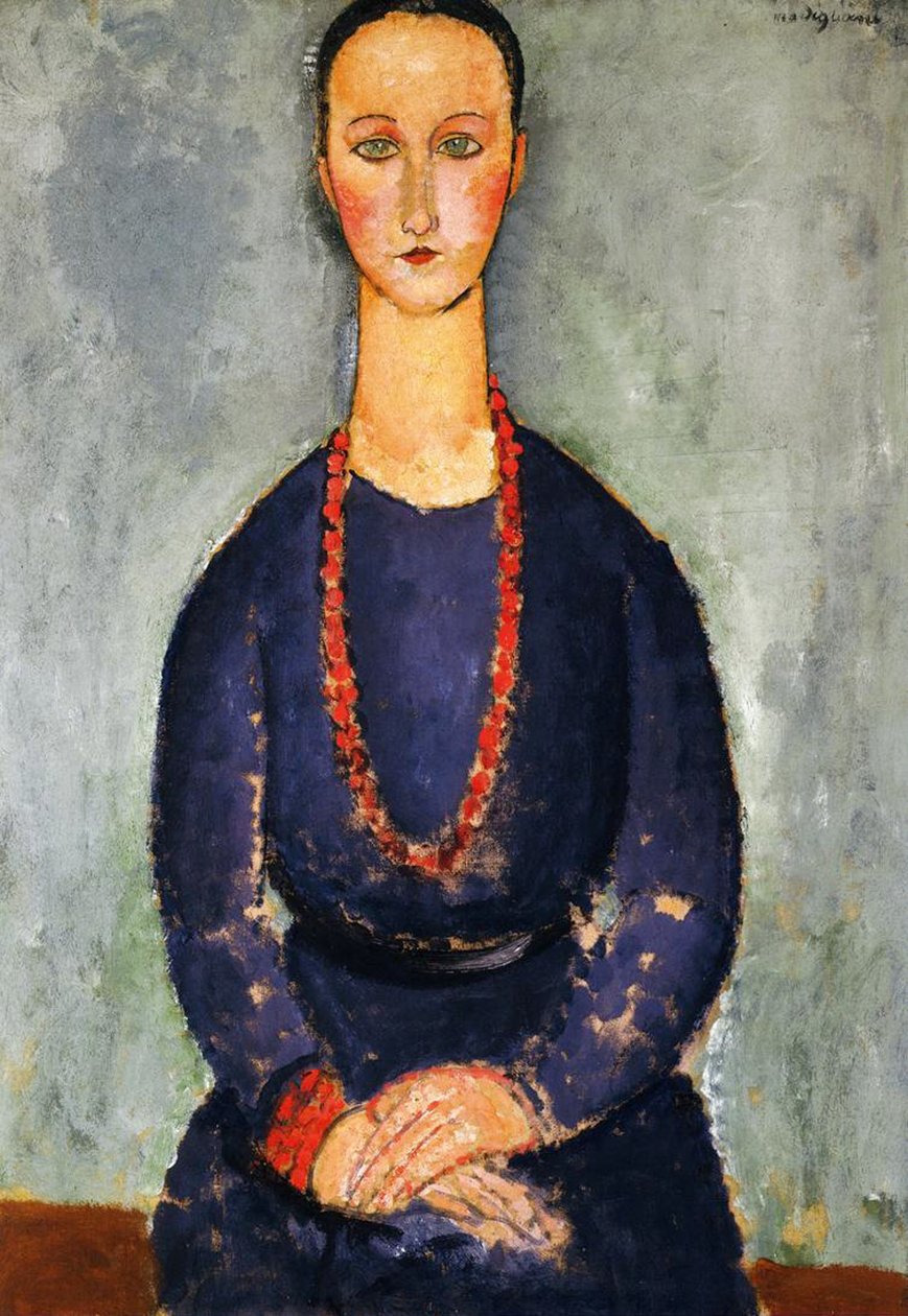 Det röda halsbandet, 1918 av Amedeo Modigliani
