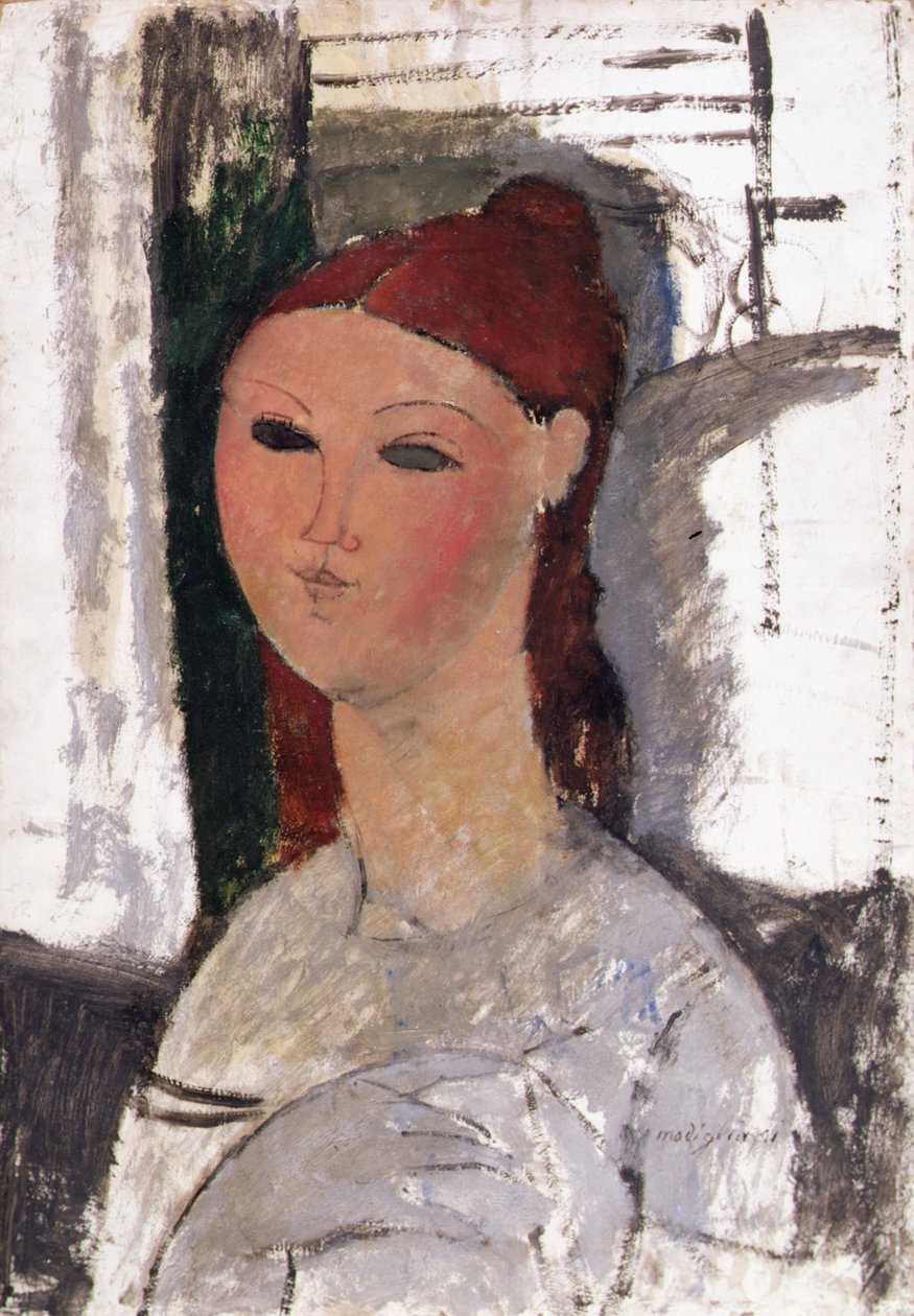 Ung kvinna, sittande, ca 1915 av Amedeo Modigliani
