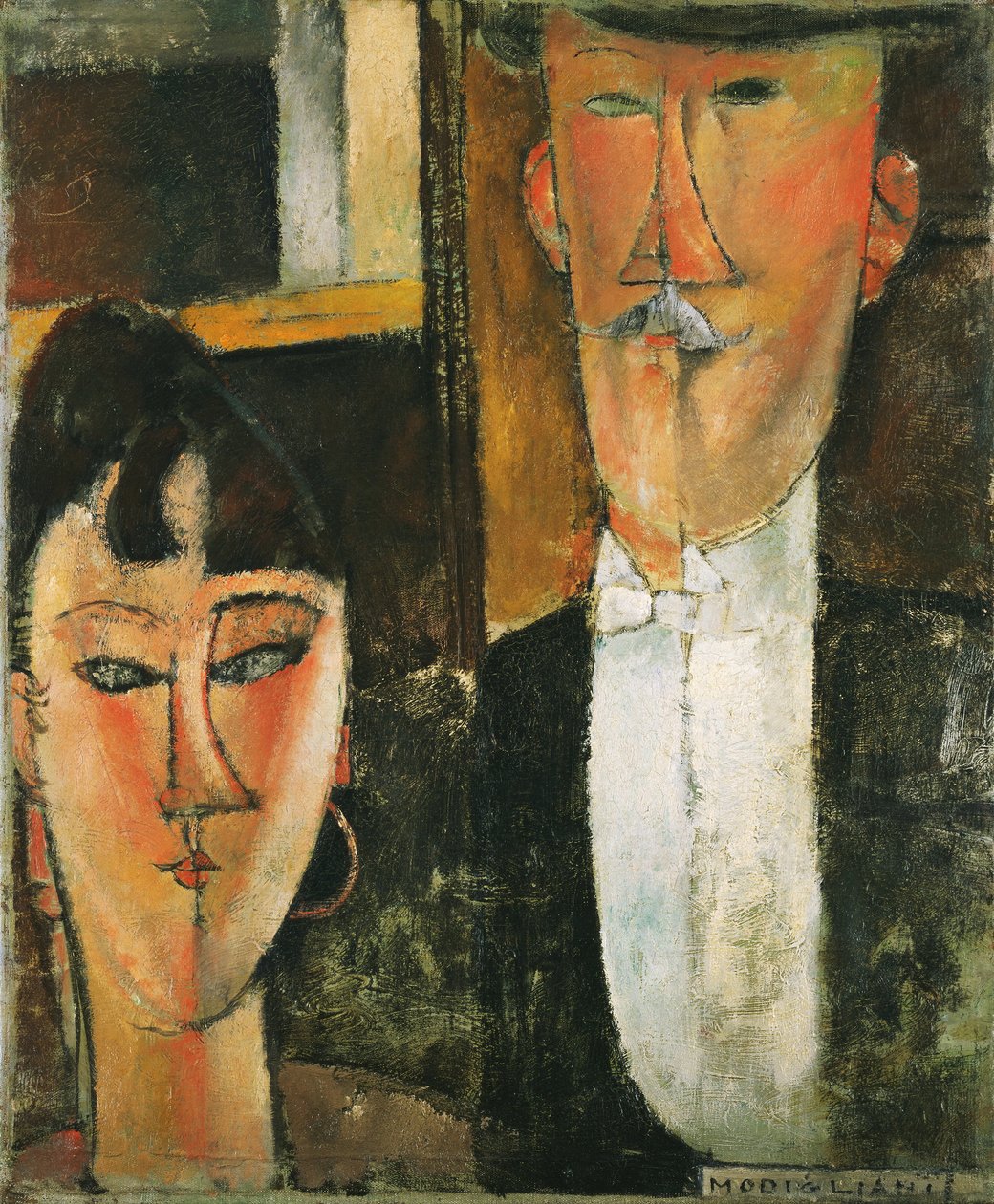 Brud och brudgum - Peinture de Amedeo Modigliani (1884-1920) - 1915-1916 - Olja på duk - 55x46 - (c) Museum of Modern Art, New York av Amedeo Modigliani