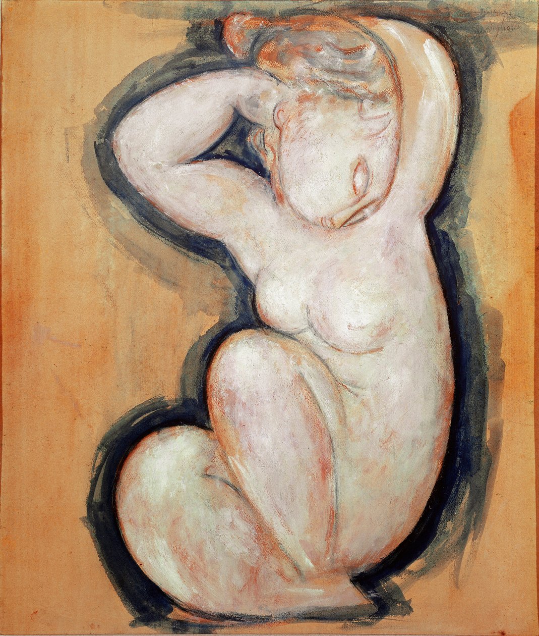 Cariatid. Målning av Amedeo MOGILIANI (1884-1920) av Amedeo Modigliani