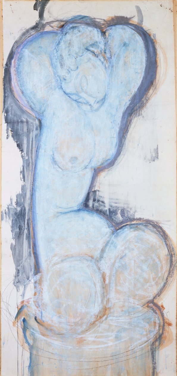 Caryatid, ca 1914 (gouache på papper, upplagd på duk och panel) av Amedeo Modigliani