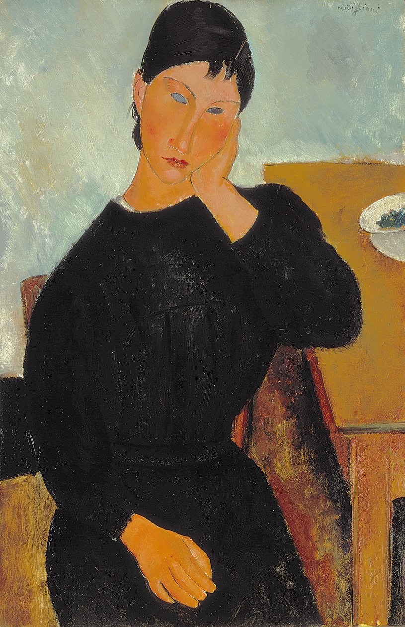Elvira vilar vid ett bord av Amedeo Modigliani