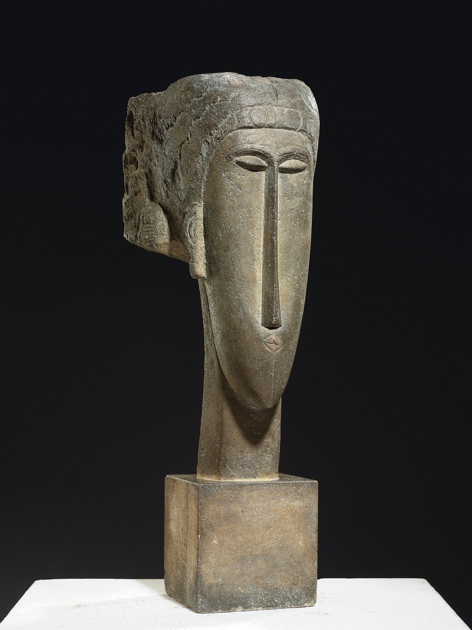 Huvud, ca 1910-12 (kalksten) av Amedeo Modigliani