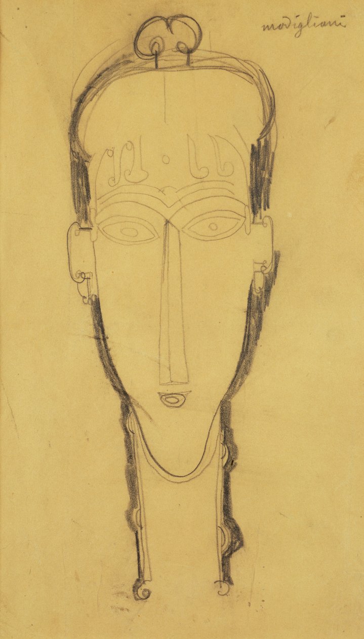Chef för en karyatid i en huvudklänning, 1911 av Amedeo Modigliani