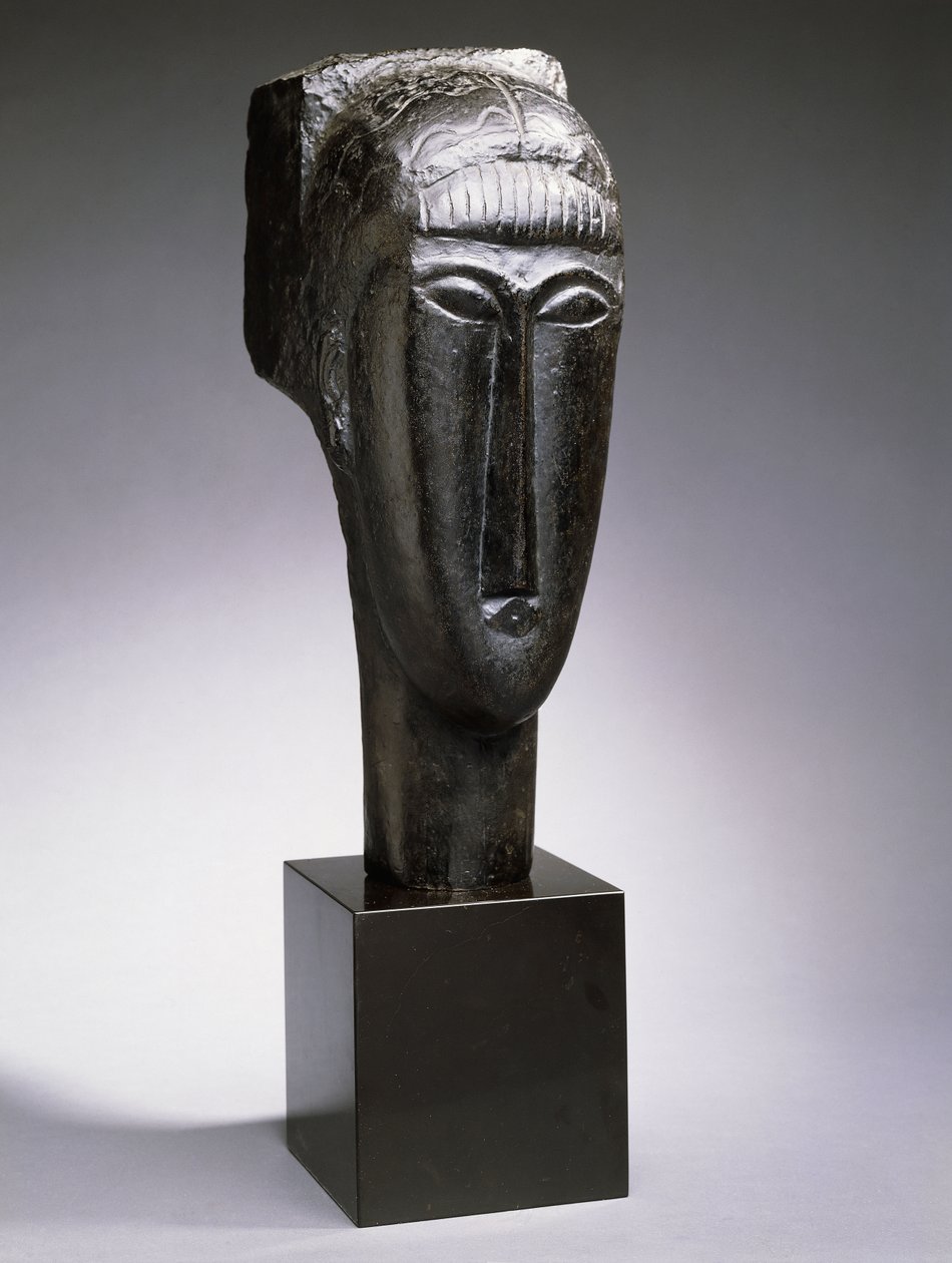 Huvud av en kvinna med lugg; Tete de Femme a la Frange, 1912 av Amedeo Modigliani