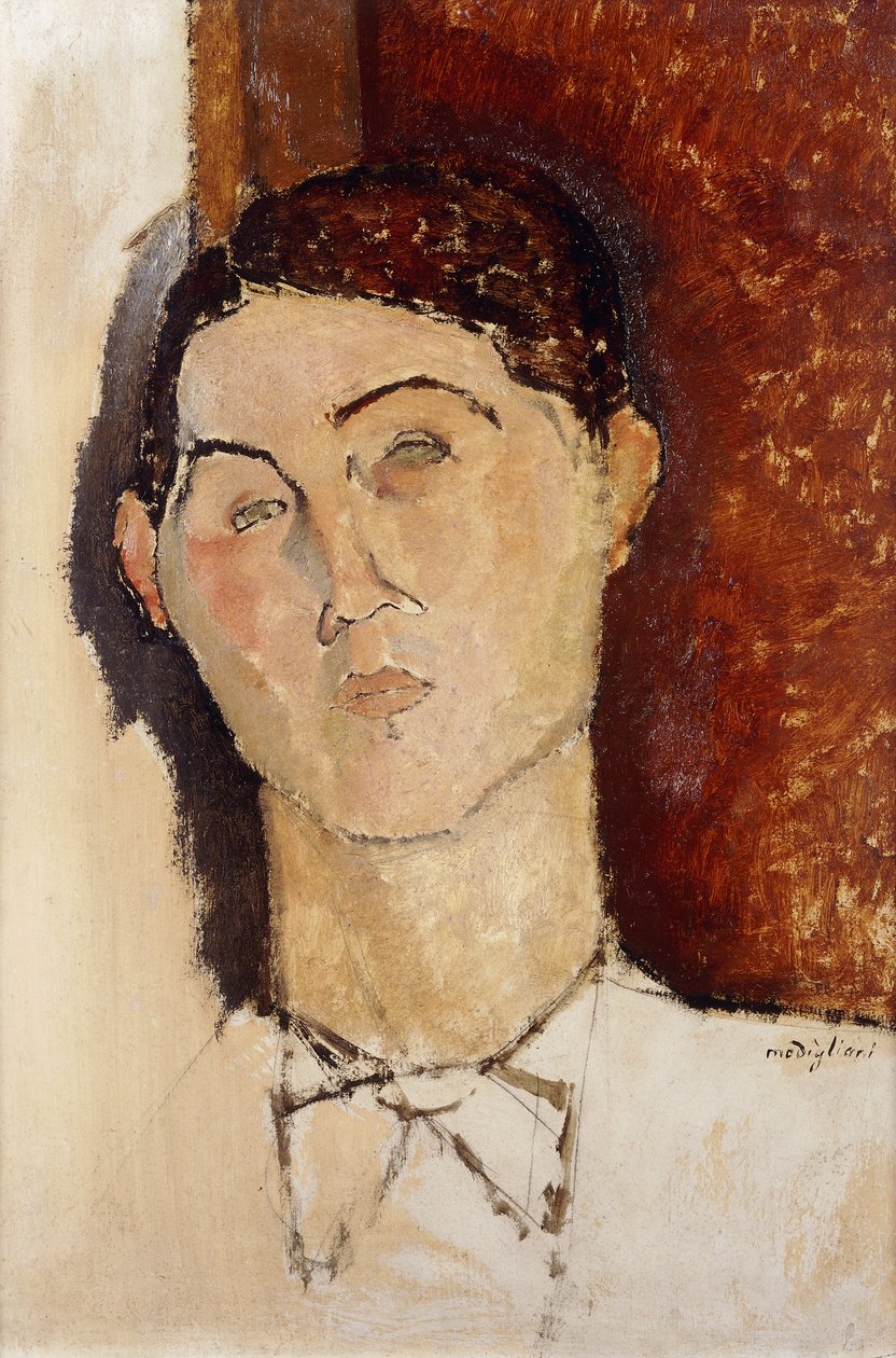 Chef för en ung man; Chef för en ung man, ca 1916 av Amedeo Modigliani