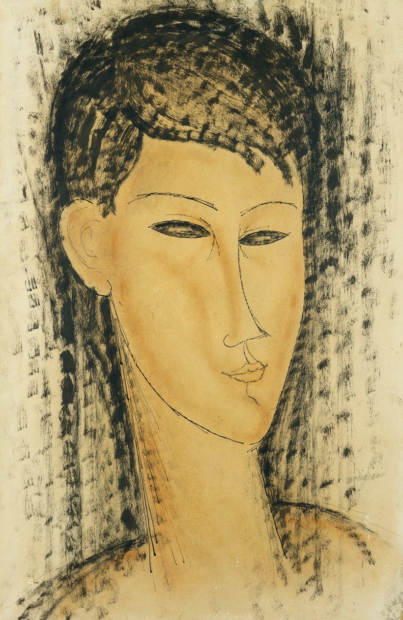 Chef för en ung kvinna; Chef för en ung kvinna, 1914 av Amedeo Modigliani