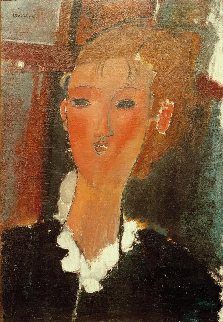 Ung kvinna med vit krage av Amedeo Modigliani