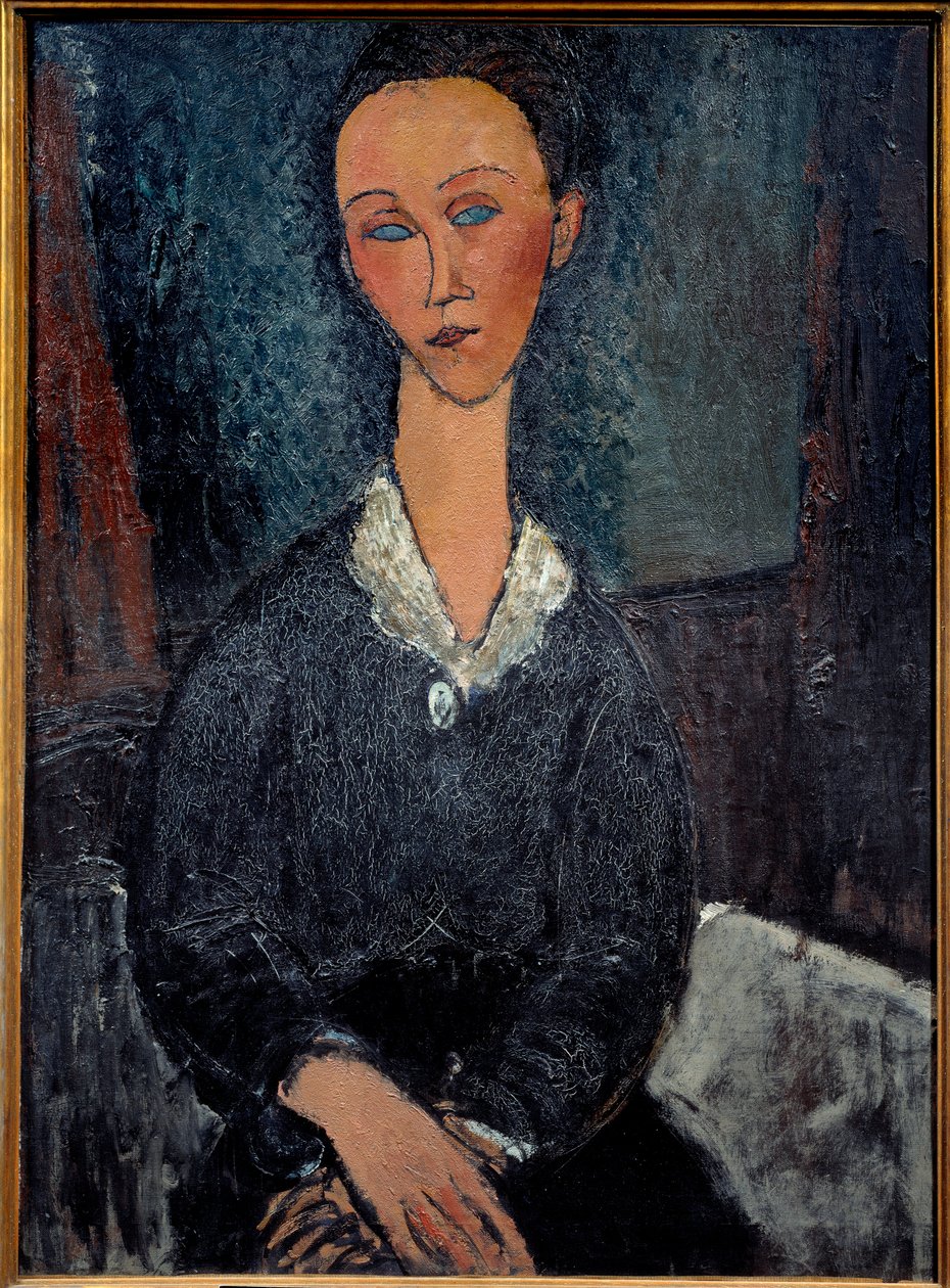 La woman au col blanc Målning av Amedeo Modigliani (1884-1920) 1900-talets sön. 0,92x0,6 m Grenoble, musee des Beaux Arts av Amedeo Modigliani